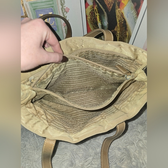 Prada Nylon Small/Medium Tan Shoulder Bag (EUC)(SEE PICS)(148) - Picture 6 of 10